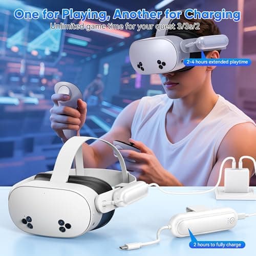 [2 Pack] Battery Pack for Meta Quest 3S/3/2, 2*20000mWh 18W Fast Charging for Oculus Quest 3S/3 Accessories, Extended VR Headset, Lightweight and Portable Charger for Extra 2-4H — view 3