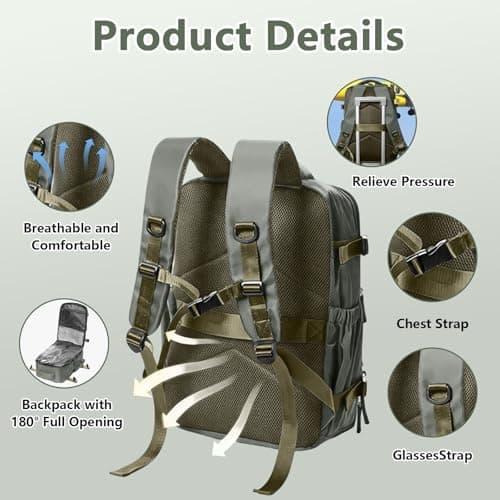 Vacuum Backpack Travel Bag, Compression Backpack with Pump(Army Green) — view 6