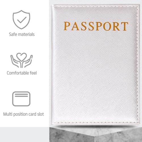 Passport Holder Cover Travel Wallet Organiser, Passport Case with RFID Blocking, PU Leather Travel Document Holder for Men&Women Travel Accessories (Silver) — view 3
