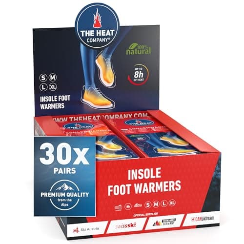 The Heat Company New Sizes Feet Warmers - 8 Hours of Heat Thermal Insole Shoe Heating Foot Warmer Foot Heaters Small( UK 3-5), 30 Pairs
