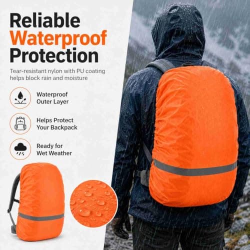 RubyTint Orange XS 8-17 L Waterproof Rucksack Rain Cover, Reflective Strip — view 3