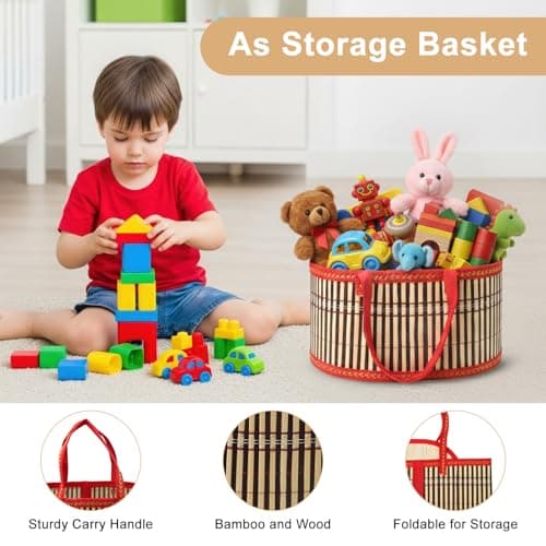 Gift Baskets Empty with Glass Bags, Hamper Box for Gifts, Woven Bamboo — view 4