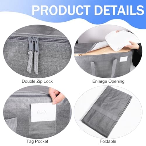 3 Pack 90L Moving Bags, Heavy Duty Storage Bags Dorm Moving Essential,Gray — view 3