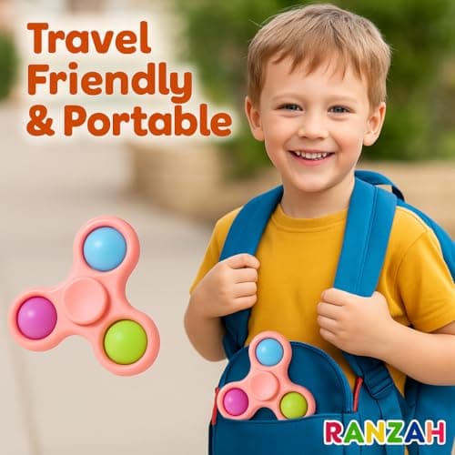 Ranzah Hand Fidget Spinner Toy Finger Bubble Pop Sensory ADHD Anxiety Stress Relief Gift Party Travel Toy For kids Teens Adults (Pink) — view 4