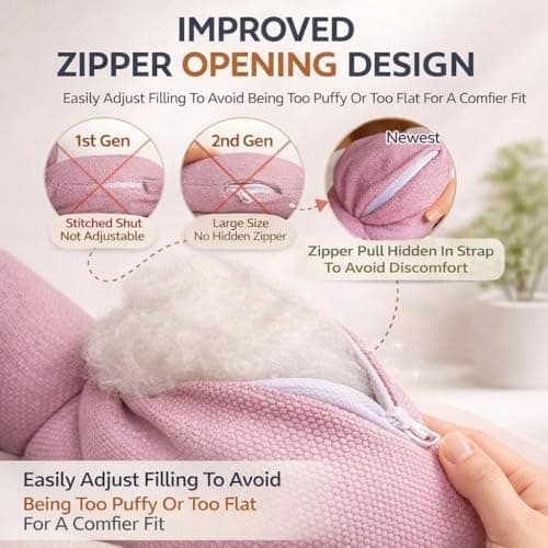 Cute Pink Bow Car Headrest Pillow,Headrest Pillow Comfortable Seat Neck Support，relieve fatigue，Head Rest Accessories for Driving Travel Driver Chair ，Girl Style(Pink 2 Pcs) — view 2