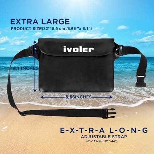 ivoler Waterproof Pouch Bag, 2 Pack Universal Waterproof Case Dry Bag for Beach, Swimming, Boating, Kayaking, Hiking, Protects iPhone Phone, Cash, Document from Water, Sand, Snow - Black+White — view 4