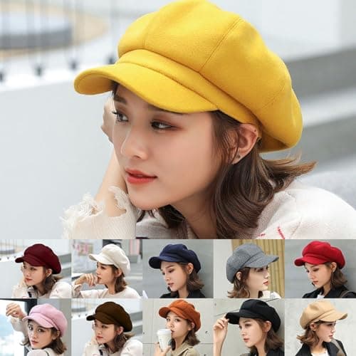 Newsboy Cap Women Wool Blend Adjustable Lightweight Warm Vintage Casual Daily Commute Outdoor Travel Headwear Autumn Winter White — view 3
