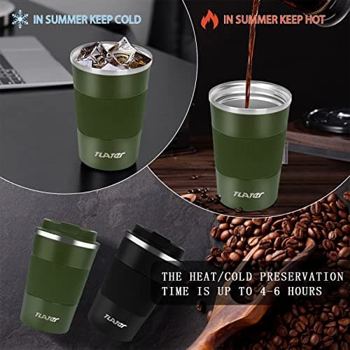 Tlater Thermal Mug, 380 ml Thermal Coffee Mug with Leak-Proof Lids – Thermal Travel Mug – Stainless Steel Double Walled Vacuum Coffee Cups for Hot and Cold Drinks, Coffee and Tea — view 6
