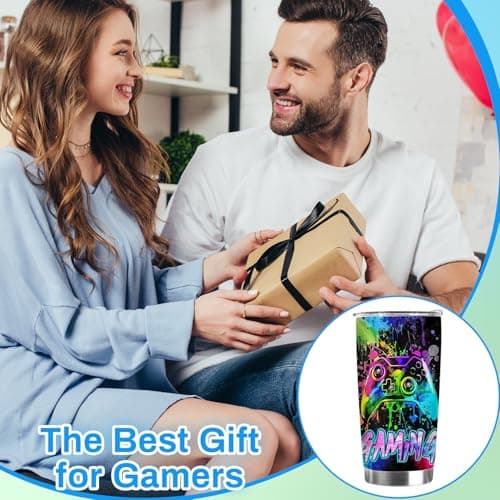 Insulated Gamer Cup, Boys Gamer Cups Tumbler Cup Kids, Gamer Travel Mug 20oz with Lid and Straw, Stainless Steel Gaming Travel Mugs for Hot Drinks, Ideas Gamer Gifts for Boys Teenage Home Picnic — view 6