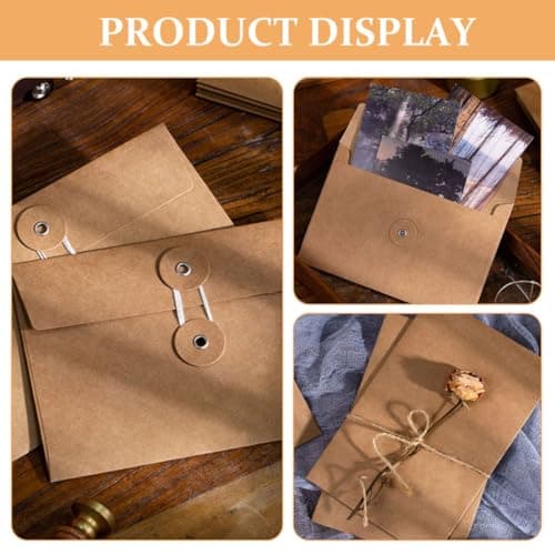 20pcs Reusable Kraft Paper Office Envelope with String Closure — view 3
