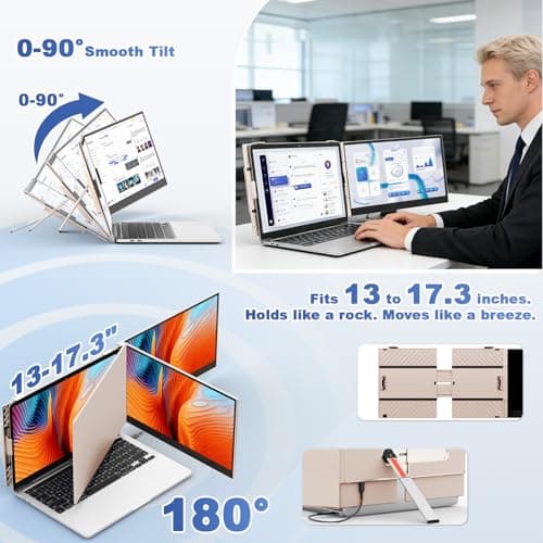 Teamgee 14.1" laptop screen extender FHD 1080P Rose Gold Portable Monitor, Ultra-Thin & Lightweight Second Display for Travel, Work, and Gaming, Plug & Play for Mac/Windows/Android/Dex — view 6