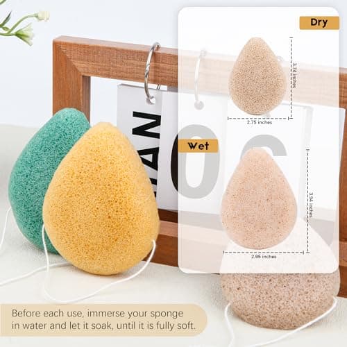 Konjac Exfoliating Organic Cleansing Facial Sponges Set - Natural Walnut Charcoal Konjac Face Scrubbers Sponge for Body Exfoliator Skincare Makeup Removal, Safe for Oily Dry Combination Sensitive Skin — view 5