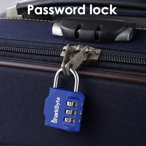 SharkByte Small Luggage Locks 3 Pack - 3 Digit Combination Padlocks, Weatherproof Outdoor Security Lock for Suitcases, Travel Bags, Gym Lockers, Bikes, & Storage Coded Lock — view 4