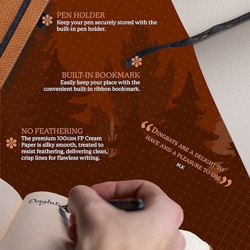 Dingbats* Wildlife Plain Journal Notebook A5 - Vegan Leather Hardcover - Ideal for Work, Travel, Writing - with Pocket, Elastic Closure & Bookmark — view 4