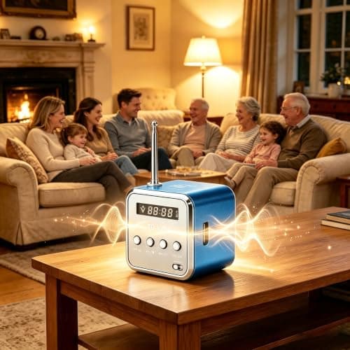 Mini Radio Bluetooth Speaker, Portable FM Radio, Outdoor Wireless Mini Speaker, Music Speaker, MP3 Player, Sound Station, USB, Line-In, Micro SD TF (Blue) — view 5