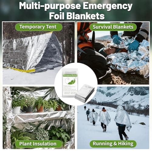 Emergency Thermal Foil Blankets 12-Pack, Survival Blanket 210cm x 130cm — view 4