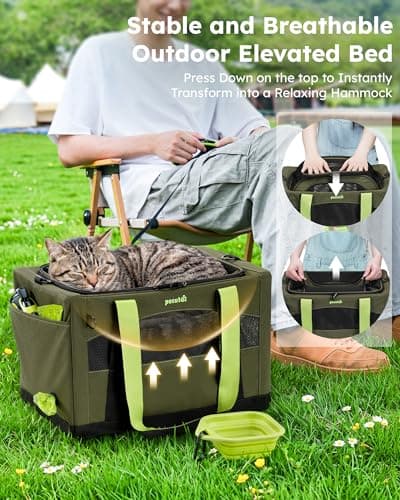 pecute Cat Carrier Top Expandable, Extra Stable Cat Carrier Bag, Green — view 4