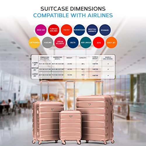 Flight Knight Lightweight 4 Wheel ABS Hard Case Small Suitcase Approved for Over 100 Airlines Including easyJet, British Airways, Ryanair, Jet2, Emirates & Many More - Carry On 55x35x20cm — view 3