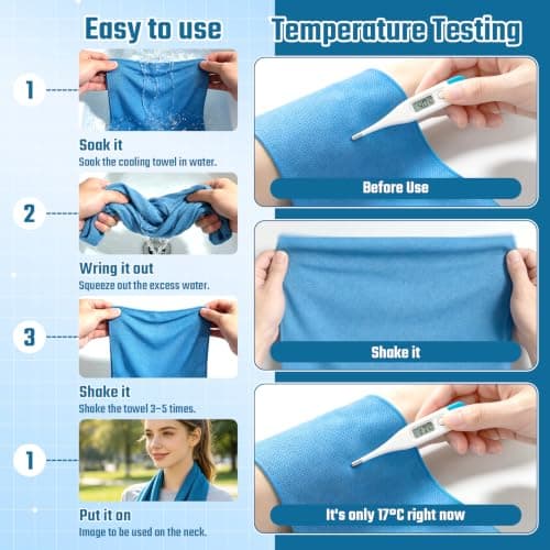Yftdeltff 2 Pack Cooling Towels, 100x30cm Ice Cool Neck Towel, Soft Breathable Microfiber for Yoga, Golf, Gym, Running, Camping & Hot Weather — view 3