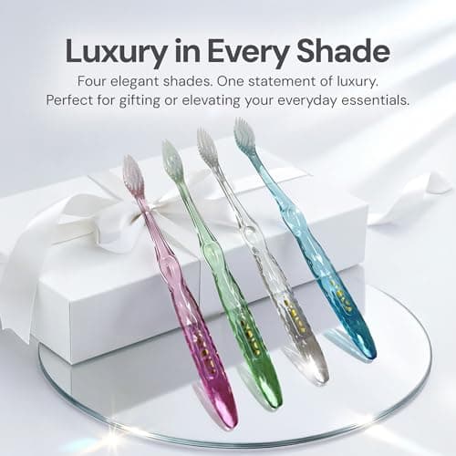 Nano-b Manual Toothbrush for Adults with Sensitive Gums, Silver Soft/Medium Bristles, Travel Case, Crystal — view 6