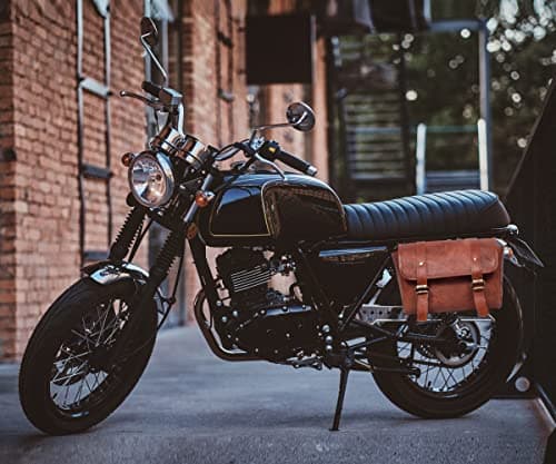 Genuine Leather Large Capacity Saddle Bag for Motorcycle Side Pouch Accessories Storage Panniers Motorbike Universal Handmade Saddlebags for Bike Commuters Handlebar Bicycle Brown Leather Tool Bag — view 3