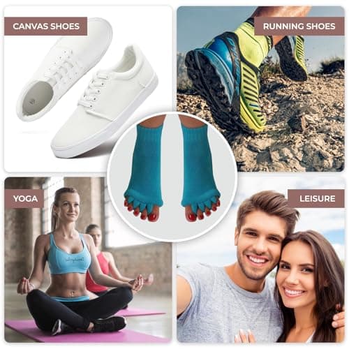 Hydrothotics Happy Feet Toe Alignment Separator Socks, Prevent Foot Cramps and hammertoes, Toe Separator Massage Socks, Teal, One size — view 5