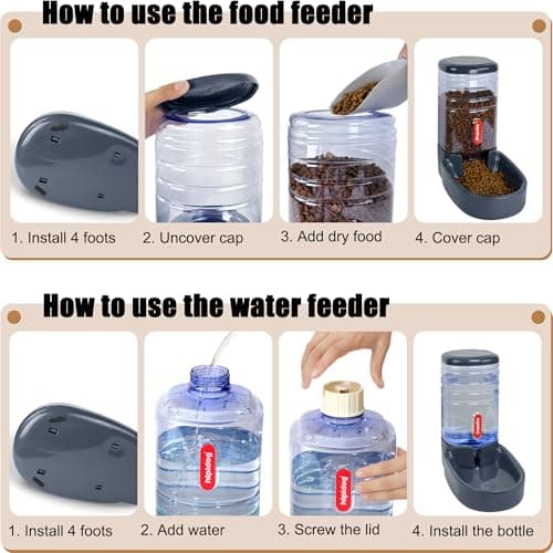 Automatic Pet Feeder Small&Medium Pets Automatic Food Feeder and Waterer Set 3.8L, Travel Supply Feeder and Water Dispenser for Dogs Cats Pets Animals — view 6
