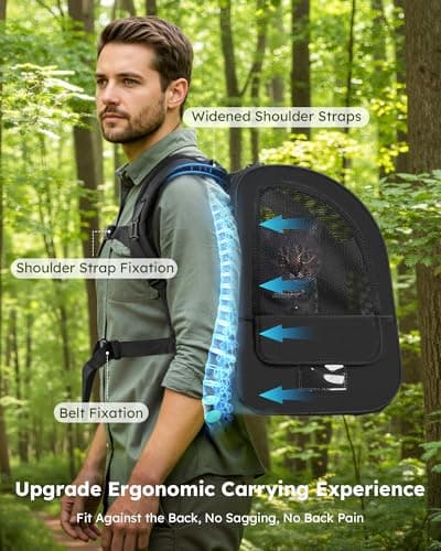 pecute Cat Backpack Dog Backpack, Breathable Dog Rucksack, Black,L — view 5
