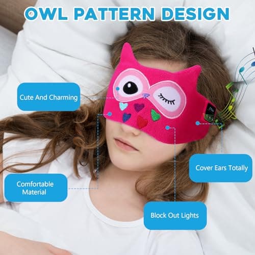 Luckits Kids Bluetooth Eye Mask for Sleeping Kids Headband Headphones Musical Sleep Eye Mask with Speakers Wireless Bluetooth Headband Headset Blackout Eye Covers Blindfolds for Travel (red) — view 4