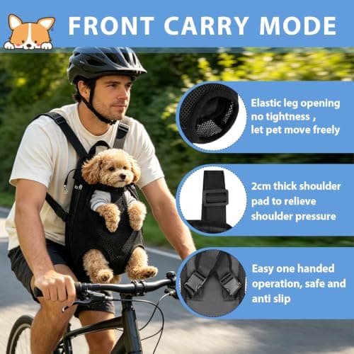 Viilich Adjustable Pet Carrier Backpack, Leg Out Ventilated Mesh Dog Cat Front Backpack, Dual Wear Pet Travel Bag for Small Medium Pets, Suitable for Hiking Biking Airplane Outdoor — view 3