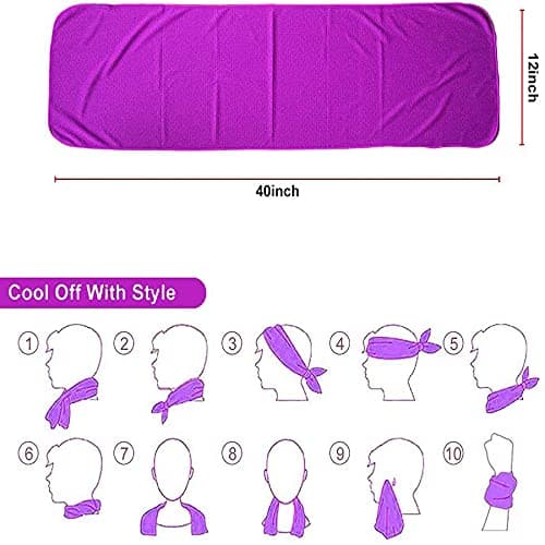 4 Packs Cooling Towel (40"x12"),Ice Towel,Soft Breathable Instant Towel,Microfiber Cool Towel for Yoga,Golf,Sport,Gym,Workout,Camping,Fitness,Outdoor &More Activities (Dark blue/rose red/grey/purple) — view 3