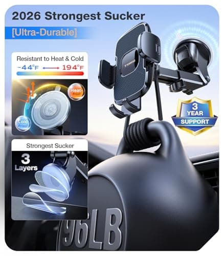 TORRAS 96+LBS Strongest Suction Ultra-Durable Cell Car Phone Holder Mount — view 2