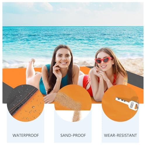AYBUY Outdoor Travel Blanket, 200 x 210 cm Sandproof Beach Mat, Orange — view 2