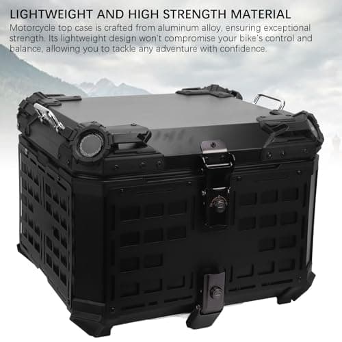 Cuifati Motorcycle Top Box 55L, Aluminum Luggage Case with Anti Theft Lock Quick Release Waterproofing, PU Thermal Cotton Lining Safeguards, for Travel Riding — view 6