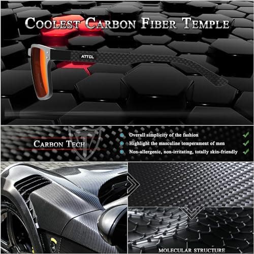 ATTCL Luxury Fibra De Carbon Polarised Sunglasses Mens for Driving UV400 — view 4