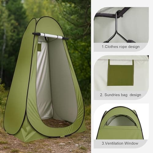 BREEZENEST Pop Up Tent | Toilet Tent for Camping Portable Privacy Shelter | Shower Tent for Outdoor Changing, Beach, Fishing | Instant Pop Up Toilet & Changing Room (Green) — view 3