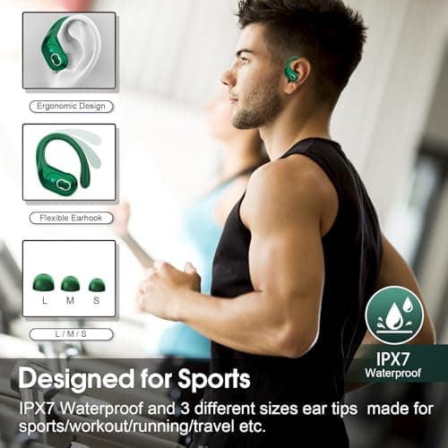 Aptkdoe Wireless Earbuds, 75H Bluetooth 5.4 Headphone Sport Ear Hooks, App — view 5