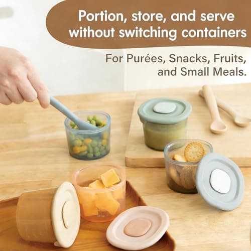 Moonkie Silicone Baby Food Storage Containers, 4 Pack, 120ml Weaning Freezer Pots with Airtight Lids, Reusable Baby Food Snack Pots, Microwave and Dishwasher Safe, Perfect for Infant & Toddler Food — view 6