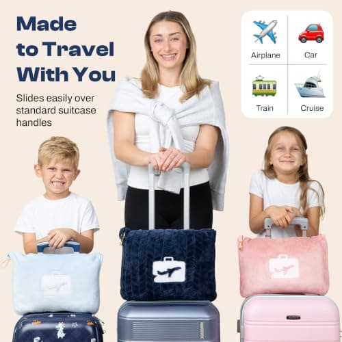 EverSnug Premium Travel Blanket Pillow - Soft 2 in 1 Airplane Blanket with Soft Bag Pillowcase, Hand Luggage Sleeve and Backpack Clip (Light Pink), King — view 3