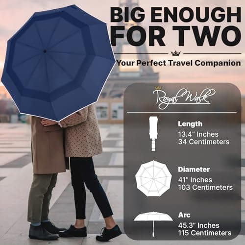 Royal Walk Folding Travel Compact Umbrella Windproof Strong for Men & Women — view 2