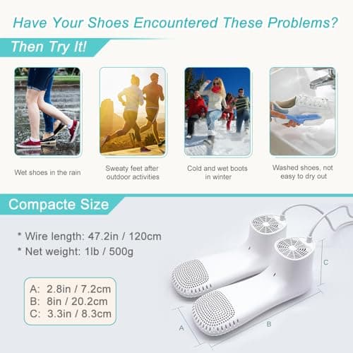 Electric Shoe Dryer and Deodorizer with Timer - Shoes Boots Warmer Socks Gloves Dryer, No Noise Fan | UK Plug — view 4