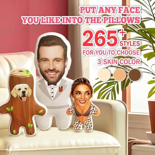 Custom Face Pillow Cute Personalised Photo Plush Doll, 3D Double-Sided Head Body Shaped Plush Stuffed Pillow for Home Sofa Decor Valentine's Day Christmas Funny Pillow Gift for Couples Women Men… — view 2