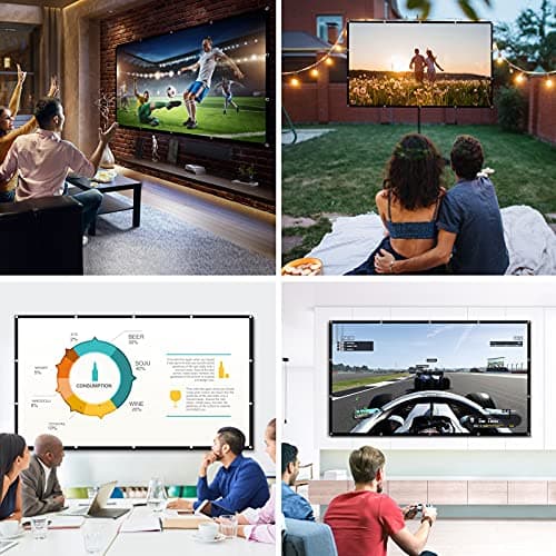 Projector Screen 120 Inch, Portable Movie Screen 16:9 HD 4K Foldable Anti-Crease Projection Screen, Cinema Screen Support Double-Sided Projection for Home Theater Cinema Indoor Outdoor Backyard Party — view 6