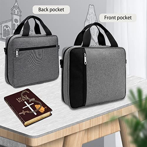 HINAA Bible Cover A4 Book Bags With Handle And Zippered Pocket, Bible Case Church Bag Travel Document Organizer, For Men Women Father Kids — view 2