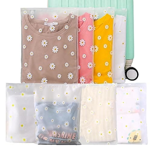 KEYRI 20 Pcs Reusable Frosted Zip-Lock Seal Clothes Travel Storage Hospital Shoes Waterproof Luggage Organizer For Clothes Shoes Cosmetics Travel Essentials (Floral)