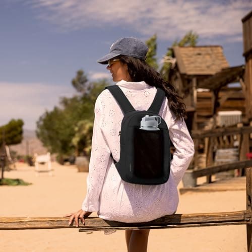 Travelon Anti-Theft The Voyages Small Backpack with XL Water Bottle Pocket, Black, 8" W x 14" H x 4.5" D, Anti-theft the Voyages Small Backpack With Xl Water Bottle Pocket — view 2