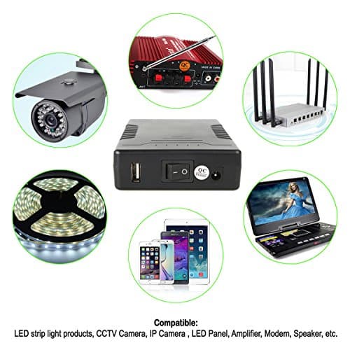 TalentCell Rechargeable 36W 12V/6000mAh 5V/12000mAh DC Output Power Bank Pack for LED Strip, Tape Light, CCTV Camera and more, Black — view 6