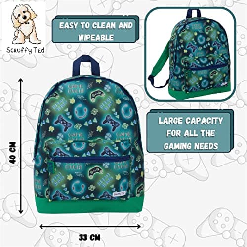 ScruffyTed Boys Gamer Backpack For Kids Girls Game Over Large Capacity Travel Rucksack College School Bag — view 4