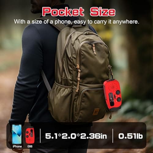 Wind Up Solar Radio, Emergency Radio, Portable Hand Crank Radio, AM/FM Radio with LED Torch, 7400mWh Rechargeable Power Bank, SOS Alarm, USB Phone Charger, Emergency Use for Camping Hiking (Red) — view 4