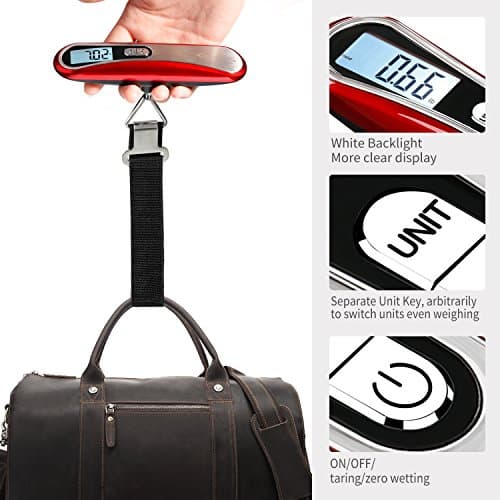 MYCARBON Luggage Scale Portable Digital Suitcase Scales for Travel Suitcase Luggage Bag with 110 lb/ 50KG Capacity (Red) — view 3